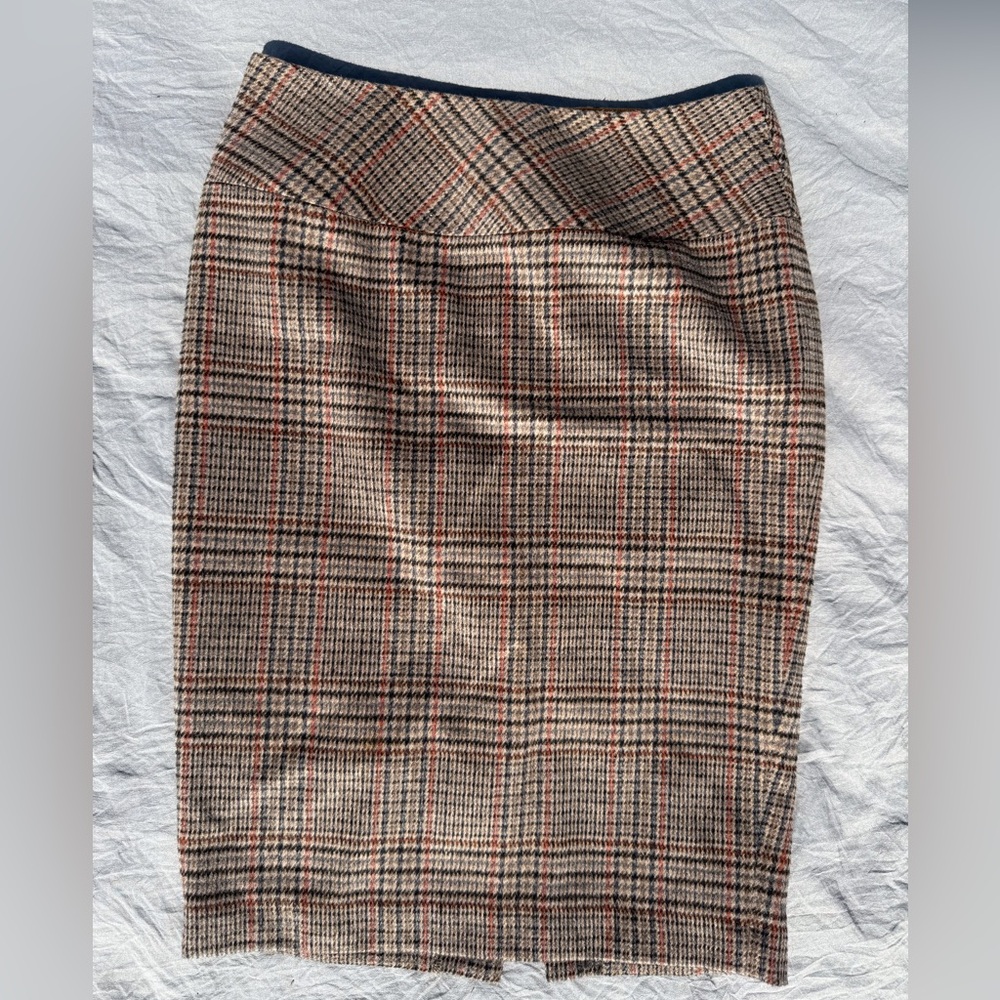 PINK MARTINI Wool Plaid Pencil Skirt